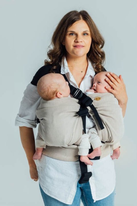 Nosidełko LennyTwin z tkaniny skośno-krzyżowej 100% bawełna, rozmiar standard - PEANUT BUTTER