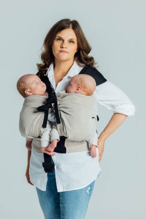 Nosidełko LennyTwin z tkaniny skośno-krzyżowej 100% bawełna, rozmiar standard - PEANUT BUTTER