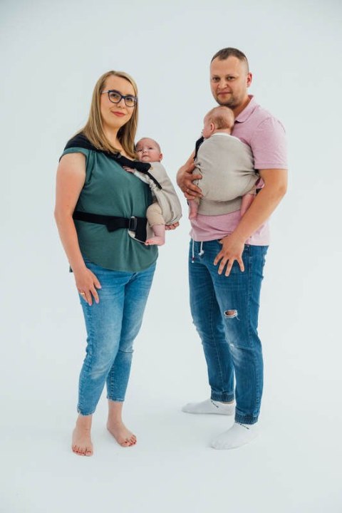 Nosidełko LennyTwin z tkaniny skośno-krzyżowej 100% bawełna, rozmiar standard - PEANUT BUTTER