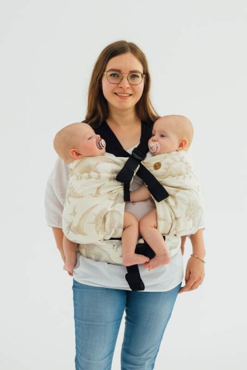 Nosidełko LennyTwin z tkaniny żakardowej 100% bawełna, rozmiar standard - PRAK JURAJSKI - ICE DESERT