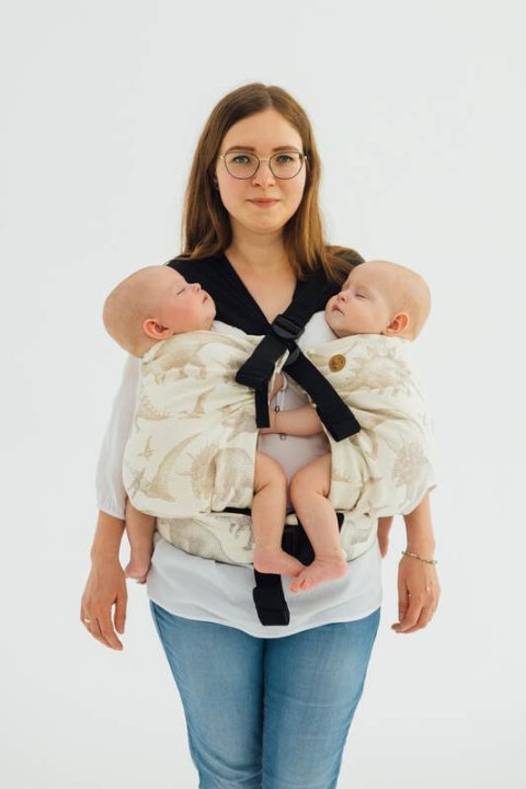 Nosidełko LennyTwin z tkaniny żakardowej 100% bawełna, rozmiar standard - PRAK JURAJSKI - ICE DESERT