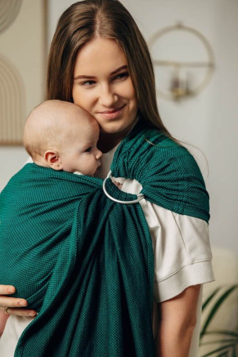 Chusta kółkowa do noszenia dzieci - SZMARAGD, splot jodełkowy- bawełniana - ramię bez zakładek - standard 1.8m