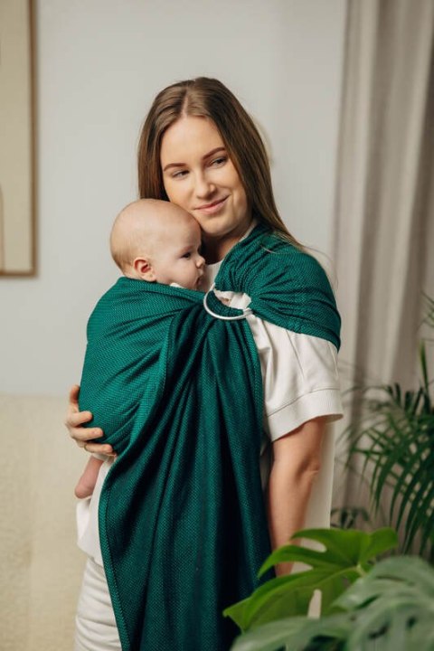 Chusta kółkowa do noszenia dzieci - SZMARAGD, splot jodełkowy- bawełniana - ramię bez zakładek - standard 1.8m