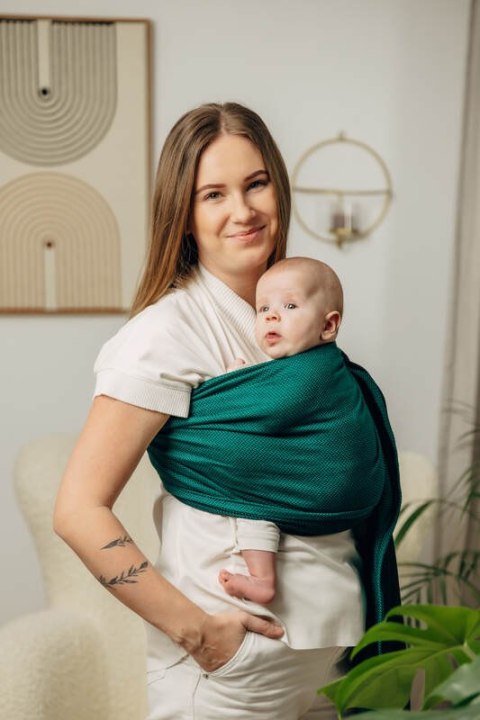 Chusta kółkowa do noszenia dzieci - SZMARAGD, splot jodełkowy- bawełniana - ramię bez zakładek - standard 1.8m