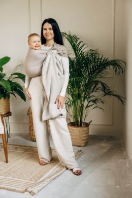 Chusta kółkowa do noszenia dzieci, tkana splotem jodełkowym, bawełna, ramię bez zakładek - MAŁA JODEŁKA ALMOND - standard 1.8m