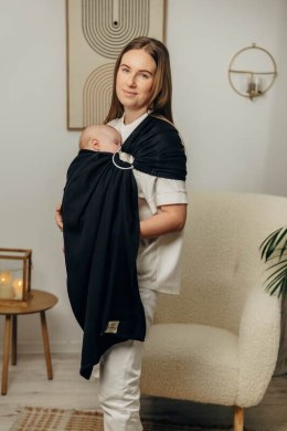 Chusta kółkowa do noszenia dzieci, tkana splotem jodełkowym, bawełna, ramię bez zakładek - MAŁA JODEŁKA CZARNY HEBAN - standard 