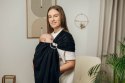 Chusta kółkowa do noszenia dzieci, tkana splotem jodełkowym, bawełna, ramię bez zakładek - MAŁA JODEŁKA CZARNY HEBAN - standard 