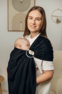 Chusta kółkowa do noszenia dzieci, tkana splotem jodełkowym, bawełna, ramię bez zakładek - MAŁA JODEŁKA CZARNY HEBAN - standard 