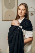Chusta kółkowa do noszenia dzieci, tkana splotem jodełkowym, bawełna, ramię bez zakładek - MAŁA JODEŁKA CZARNY HEBAN - standard 
