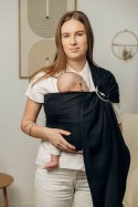 Chusta kółkowa do noszenia dzieci, tkana splotem jodełkowym, bawełna, ramię bez zakładek - MAŁA JODEŁKA CZARNY HEBAN - standard 