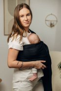 Chusta kółkowa do noszenia dzieci, tkana splotem jodełkowym, bawełna, ramię bez zakładek - MAŁA JODEŁKA CZARNY HEBAN - standard 