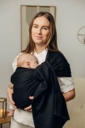 Chusta kółkowa do noszenia dzieci, tkana splotem jodełkowym, bawełna, ramię bez zakładek - MAŁA JODEŁKA CZARNY HEBAN - standard 