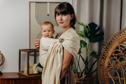 Chusta kółkowa do noszenia dzieci, tkana splotem jodełkowym, bawełna, ramię bez zakładek - MAŁA JODEŁKA LUCE - standard 1.8m