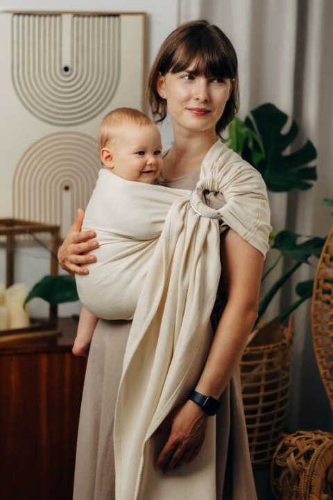 Chusta kółkowa do noszenia dzieci, tkana splotem jodełkowym, bawełna, ramię bez zakładek - MAŁA JODEŁKA LUCE - standard 1.8m