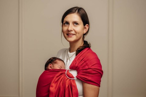 Chusta kółkowa do noszenia dzieci, tkana splotem jodełkowym, bawełna, ramię bez zakładek - MAŁA JODEŁKA SEDONA - standard 1.8m