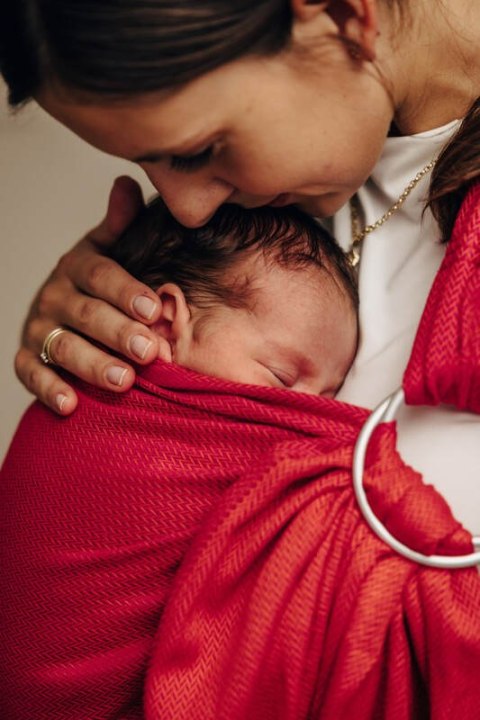 Chusta kółkowa do noszenia dzieci, tkana splotem jodełkowym, bawełna, ramię bez zakładek - MAŁA JODEŁKA SEDONA - standard 1.8m