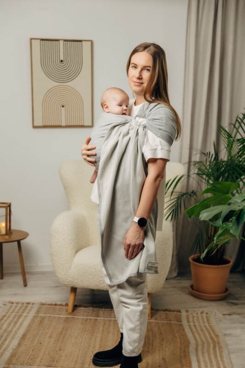 Chusta kółkowa do noszenia dzieci, tkana splotem jodełkowym, bawełna, ramię bez zakładek - MAŁA JODEŁKA SZARA - standard 1.8m