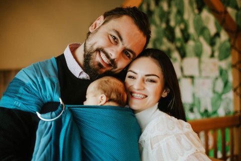 Chusta kółkowa, splot jodełkowy, (100% bawełna), ramię bez zakładek - MAŁA JODEŁKA FADO - standard 1.8m