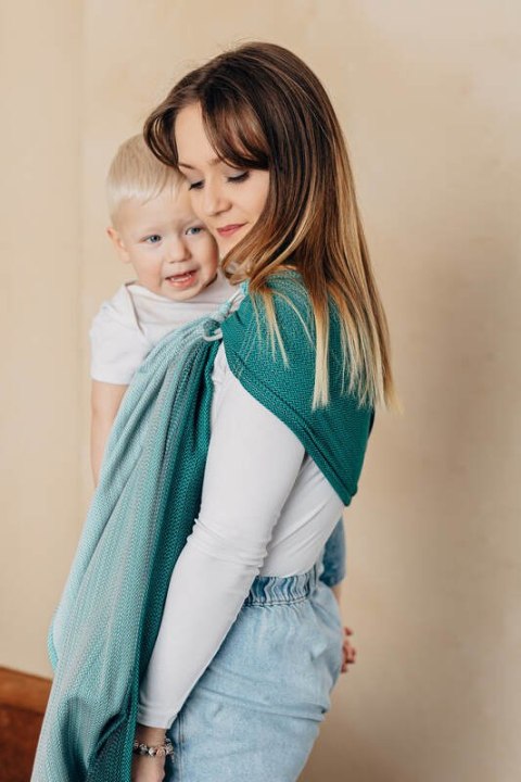 Chusta kółkowa, splot jodełkowy, ramię bez zakładek (100% bawełna) - MAŁA JODEŁKA OMBRE ZIELEŃ - standard 1.8m