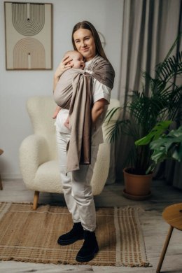 Moja pierwsza chusta kółkowa do noszenia dzieci, tkana splotem jodełkowym, bawełna, ramię bez zakładek - MAŁA JODEŁKA BABY CAFFE