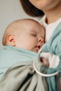 Moja pierwsza chusta kółkowa do noszenia dzieci, tkana splotem jodełkowym, bawełna, ramię bez zakładek - MAŁA JODEŁKA BABY MINT 