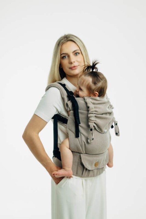 Moje Pierwsze Nosidełko LennyUpGrade PRO, splot jodełkowy, 100% bawełna , rozmiar standard - MAŁA JODEŁKA ALMOND