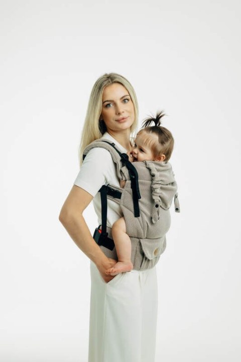 Moje Pierwsze Nosidełko LennyUpGrade PRO, splot jodełkowy, 100% bawełna , rozmiar standard - MAŁA JODEŁKA ALMOND