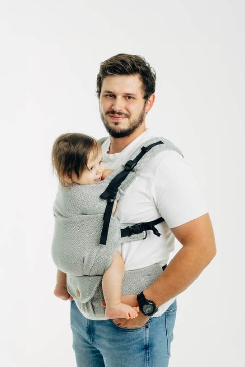 Moje Pierwsze Nosidełko LennyUpGrade PRO, splot jodełkowy, 100% bawełna , rozmiar standard - MAŁA JODEŁKA SZARA