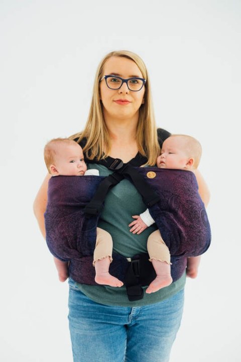 Nosidełko LennyTwin z tkaniny żakardowej 100% bawełna, rozmiar standard - DZIKIE WINO - BOUQUET