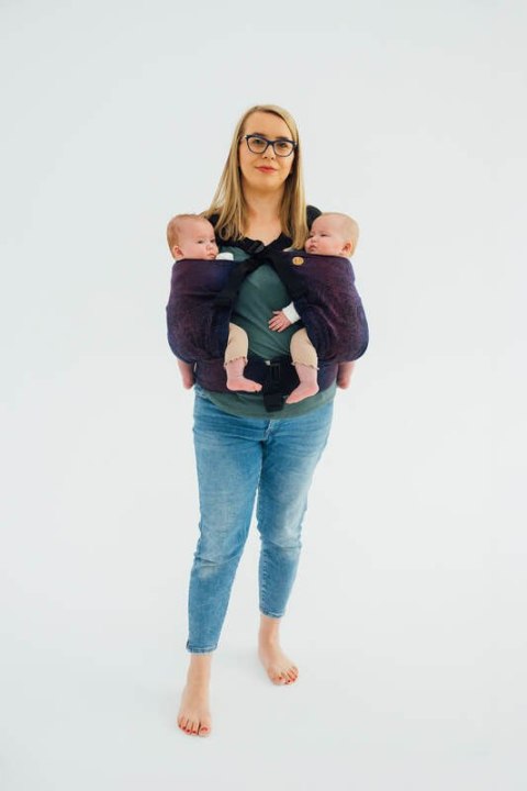 Nosidełko LennyTwin z tkaniny żakardowej 100% bawełna, rozmiar standard - DZIKIE WINO - BOUQUET