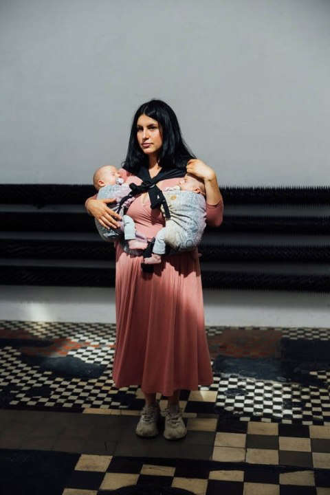 Nosidełko LennyTwin z tkaniny żakardowej 100% bawełna, rozmiar standard - DZIKIE WINO - VINEYARD