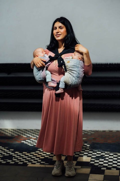 Nosidełko LennyTwin z tkaniny żakardowej 100% bawełna, rozmiar standard - DZIKIE WINO - VINEYARD