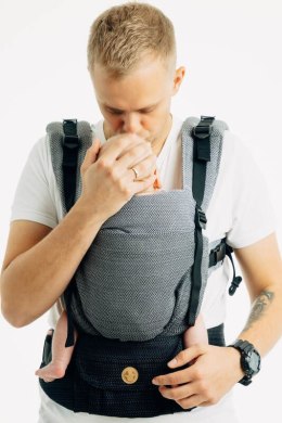 Nosidełko LennyUpGrade PRO, splot jodełkowy, 100% bawełna , rozmiar standard - MAŁA JODEŁKA OMBRE SZARY