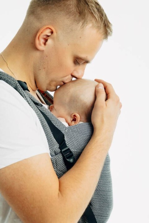 Nosidełko LennyUpGrade PRO, splot jodełkowy, 100% bawełna , rozmiar standard - MAŁA JODEŁKA OMBRE SZARY