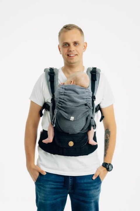 Nosidełko LennyUpGrade PRO, splot jodełkowy, 100% bawełna , rozmiar standard - MAŁA JODEŁKA OMBRE SZARY