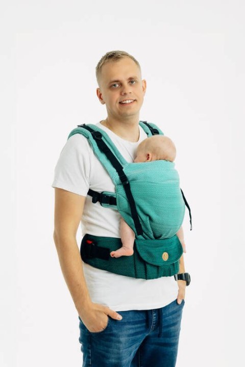 Nosidełko LennyUpGrade PRO, splot jodełkowy, 100% bawełna , rozmiar standard - MAŁA JODEŁKA OMBRE ZIELEŃ