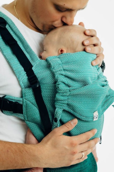 Nosidełko LennyUpGrade PRO, splot jodełkowy, 100% bawełna , rozmiar standard - MAŁA JODEŁKA OMBRE ZIELEŃ