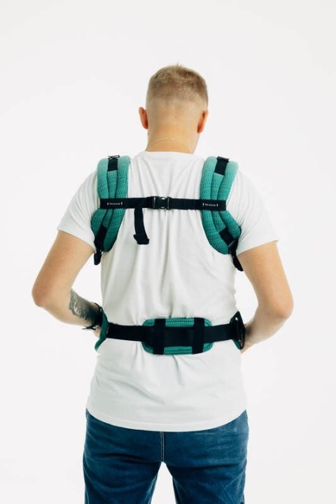 Nosidełko LennyUpGrade PRO, splot jodełkowy, 100% bawełna , rozmiar standard - MAŁA JODEŁKA OMBRE ZIELEŃ