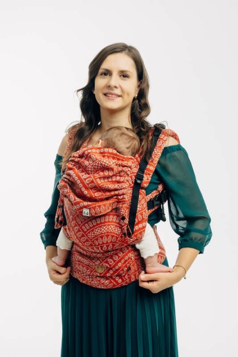 Nosidełko LennyUpGrade PRO z tkaniny żakardowej 100% bawełna , rozmiar standard - PAWI OGON - HOLIDAY