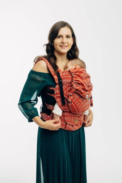 Nosidełko LennyUpGrade PRO z tkaniny żakardowej 100% bawełna , rozmiar standard - PAWI OGON - HOLIDAY