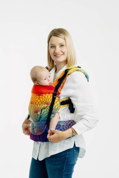 Nosidełko LennyUpGrade PRO z tkaniny żakardowej 100% bawełna , rozmiar standard - TĘCZOWY LOTOS