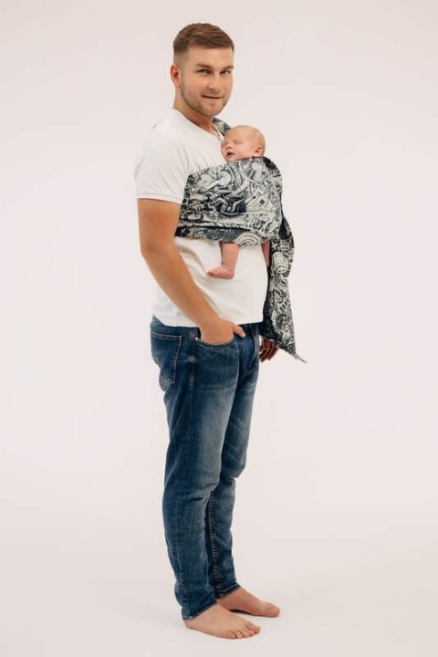 Żakardowa chusta kółkowa do noszenia dzieci, (100% bawełna), ramię bez zakładek - CLOCKWORK - FIX IT - standard 1.8m