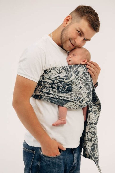 Żakardowa chusta kółkowa do noszenia dzieci, (100% bawełna), ramię bez zakładek - CLOCKWORK - FIX IT - standard 1.8m