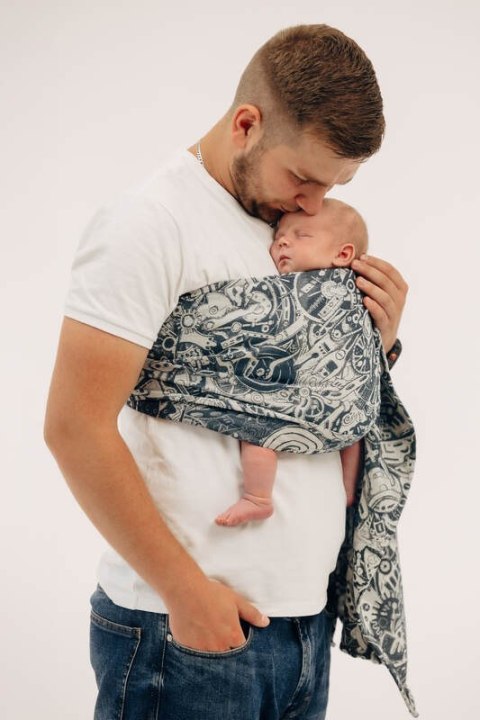 Żakardowa chusta kółkowa do noszenia dzieci, (100% bawełna), ramię bez zakładek - CLOCKWORK - FIX IT - standard 1.8m