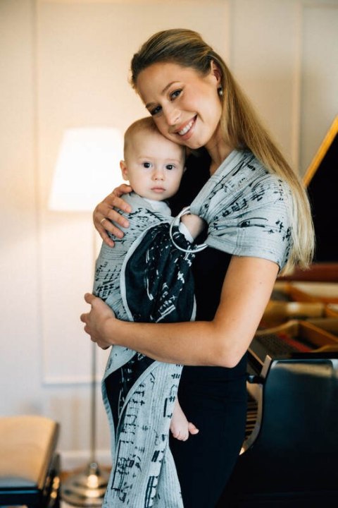 Żakardowa chusta kółkowa do noszenia dzieci, (100% bawełna), ramię bez zakładek - MELODY - POLONAISE - standard 1.8m