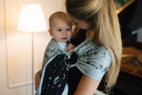 Żakardowa chusta kółkowa do noszenia dzieci, (100% bawełna), ramię bez zakładek - MELODY - POLONAISE - standard 1.8m