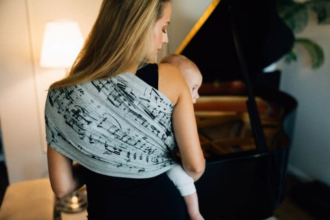 Żakardowa chusta kółkowa do noszenia dzieci, (100% bawełna), ramię bez zakładek - MELODY - POLONAISE - standard 1.8m