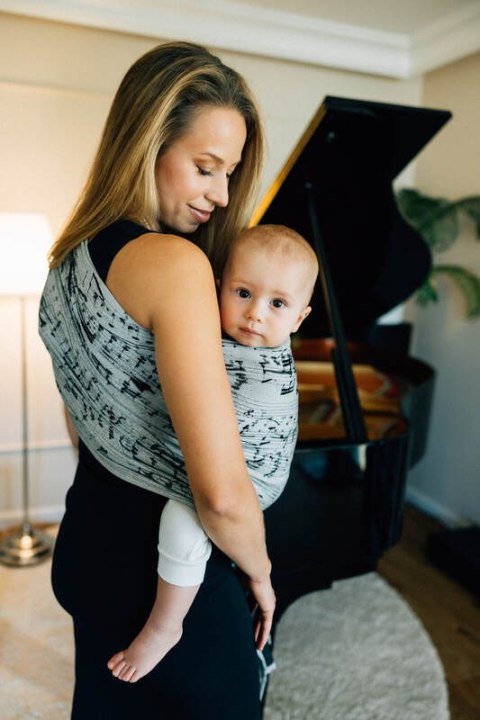 Żakardowa chusta kółkowa do noszenia dzieci, (100% bawełna), ramię bez zakładek - MELODY - POLONAISE - standard 1.8m