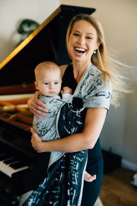 Żakardowa chusta kółkowa do noszenia dzieci, (100% bawełna), ramię bez zakładek - MELODY - POLONAISE - standard 1.8m