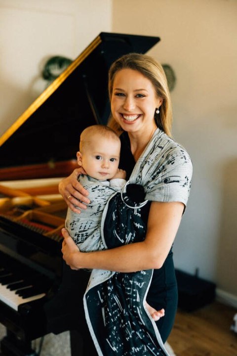 Żakardowa chusta kółkowa do noszenia dzieci, (100% bawełna), ramię bez zakładek - MELODY - POLONAISE - standard 1.8m